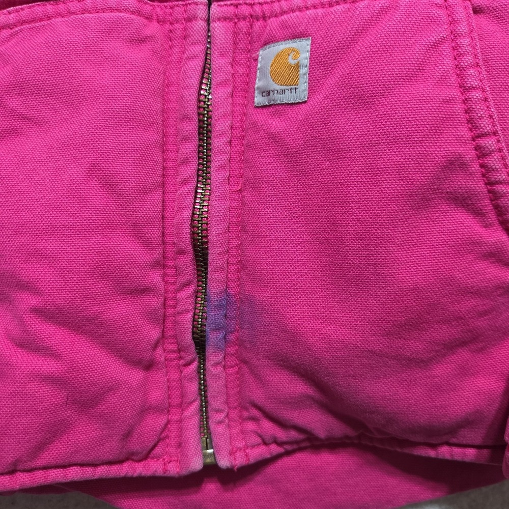 Carhartt Jacket Youth Girls‎ Size XS 6 Hot Pink Lined Zip Up Hooded Sherpa Lined - Picture 3 of 8